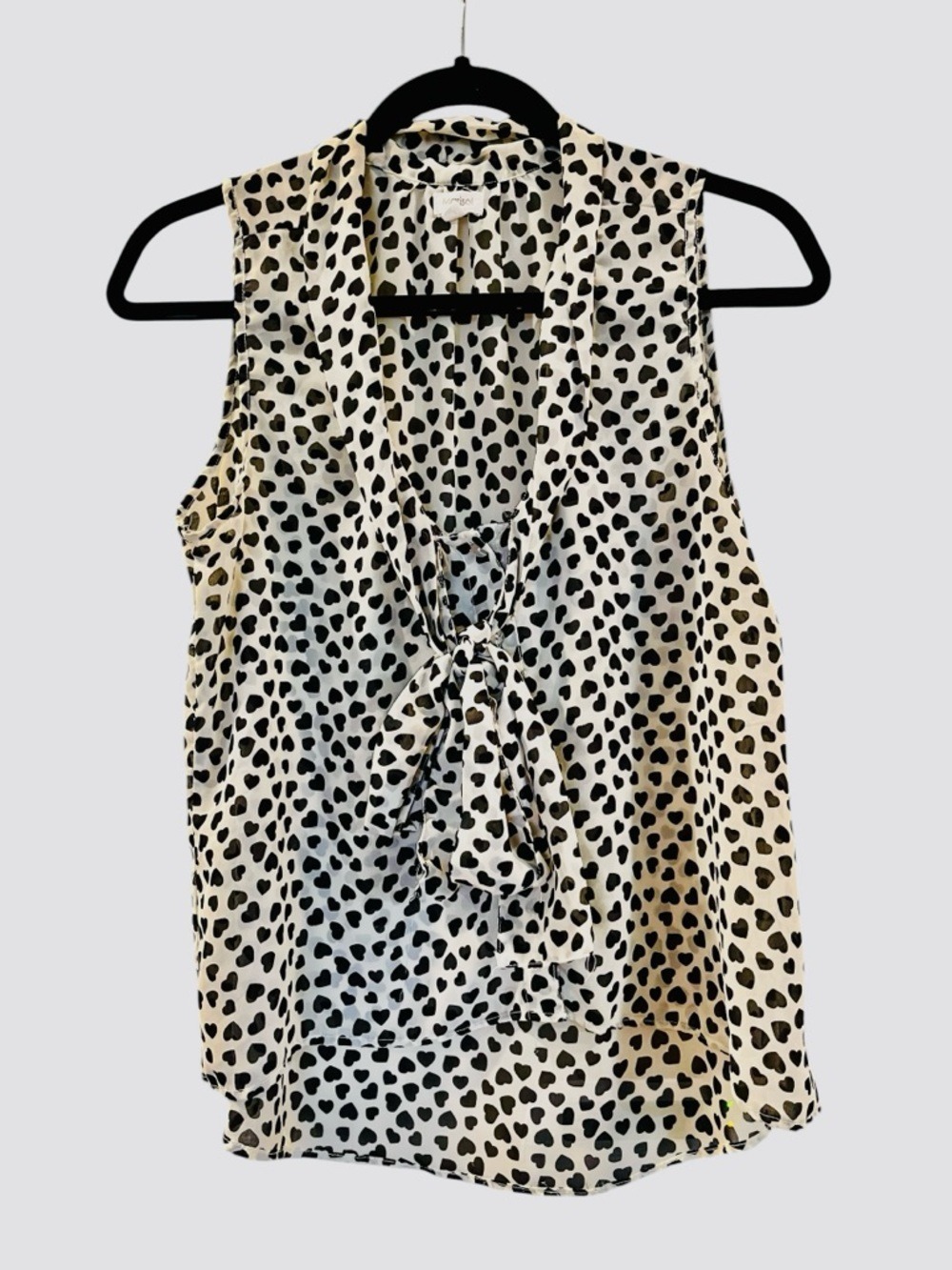 Marisol Women’s Sleeveless Sheer Top Blouse Ivory Black Hearts Size: Medium